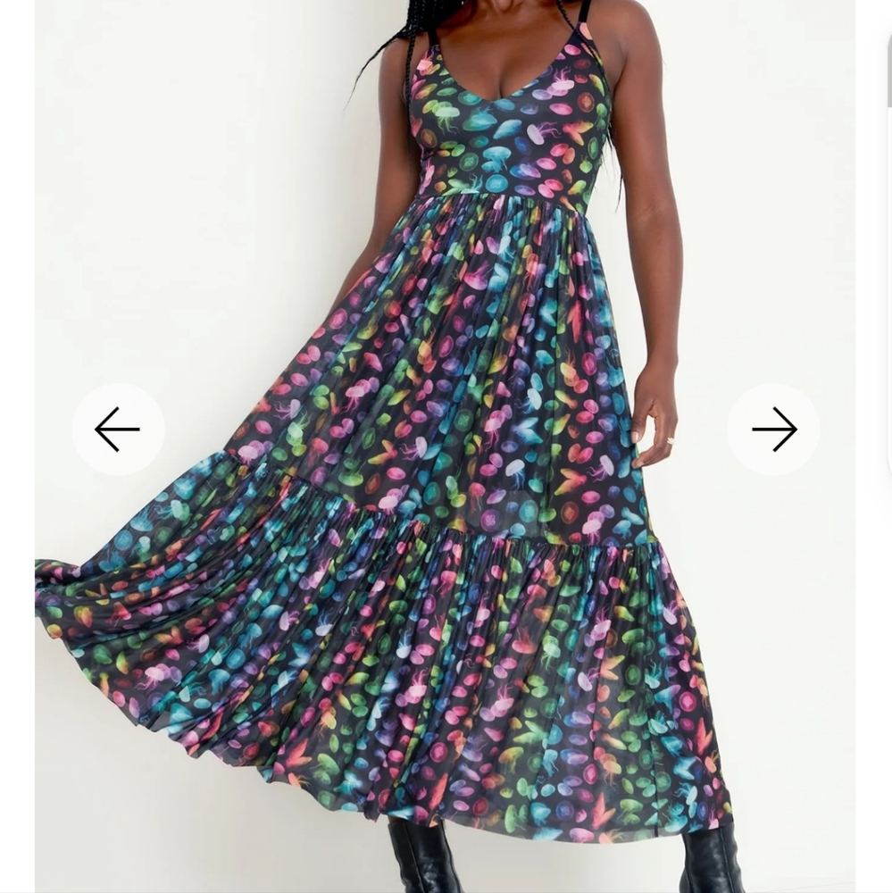 JELLYFISH RAINBOW SHEER MIDAXI DRESS - LIMITED